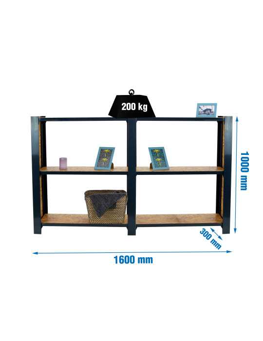 Estanteria 1000x1600x300 OFFICLICK 3/300 WOOD 1600 ANTRACITA/OSB marca SIMONRACK