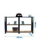 Estanteria 1000x1600x300 OFFICLICK 3/300 WOOD 1600 ANTRACITA/OSB marca SIMONRACK