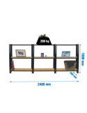 Estanteria 1000x2400x300 OFFICLICK 3/300 WOOD 2400 ANTRACITA/OSB marca SIMONRACK
