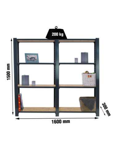 Estanteria 1500x1600x300 OFFICLICK 4/300 WOOD 1600 ANTRACITA/OSB marca SIMONRACK