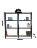 Estanteria 1500x1600x300 OFFICLICK 4/300 WOOD 1600 ANTRACITA/OSB marca SIMONRACK