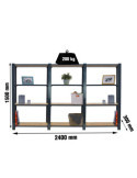 Estanteria 1500x2400x300 OFFICLICK 4/300 WOOD 2400 ANTRACITA/OSB marca SIMONRACK