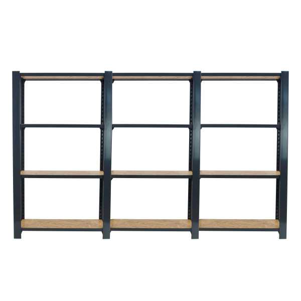 Estanteria 1500x2400x300 OFFICLICK 4/300 WOOD 2400 ANTRACITA/OSB marca SIMONRACK