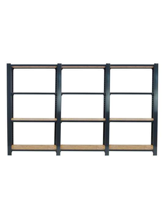 Estanteria 1500x2400x300 OFFICLICK 4/300 WOOD 2400 ANTRACITA/OSB marca SIMONRACK