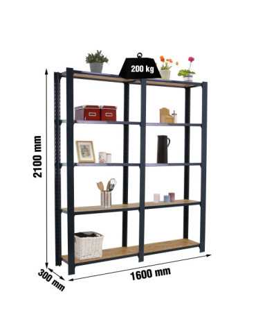Estanteria 2100x1600x300 OFFICLICK 5/300 WOOD 1600 ANTRACITA/OSB marca SIMONRACK