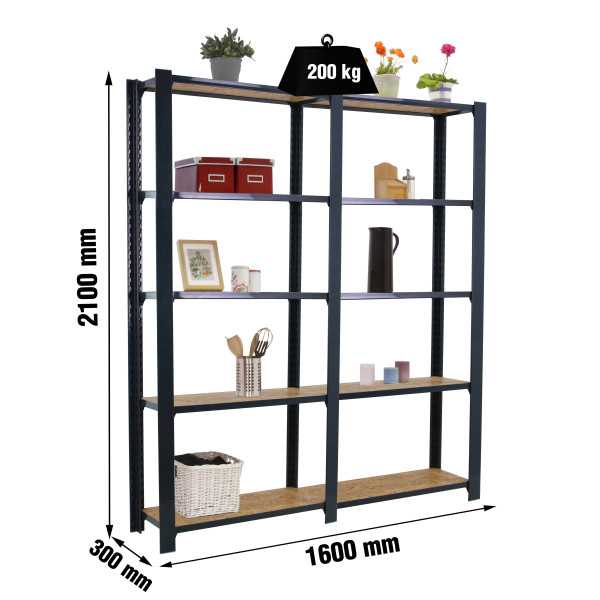 Estanteria 2100x1600x300 OFFICLICK 5/300 WOOD 1600 ANTRACITA/OSB marca SIMONRACK