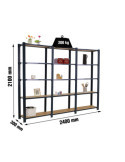 Estanteria 2100x2400x300 OFFICLICK 5/300 WOOD 2400 ANTRACITA/OSB marca SIMONRACK