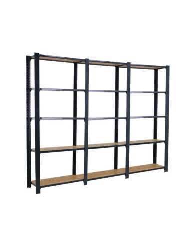 Estanteria 2100x2400x300 OFFICLICK 5/300 WOOD 2400 ANTRACITA/OSB marca SIMONRACK 2