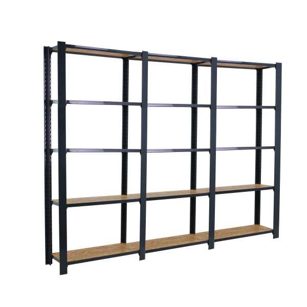 Estanteria 2100x2400x300 OFFICLICK 5/300 WOOD 2400 ANTRACITA/OSB marca SIMONRACK
