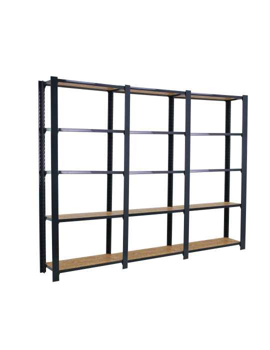 Estanteria 2100x2400x300 OFFICLICK 5/300 WOOD 2400 ANTRACITA/OSB marca SIMONRACK