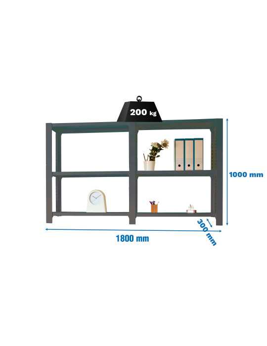 Estanteria 1000x1800x300 PACK OFFICLICK 3/300 METAL I+A ANTRACITA/ANTRACITA marca SIMONRACK