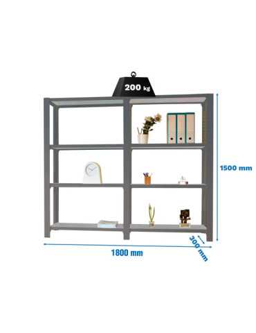 Estanteria 1500x1800x300 PACK OFFICLICK 4/300 METAL I+A ANTRACITA/ANTRACITA marca SIMONRACK