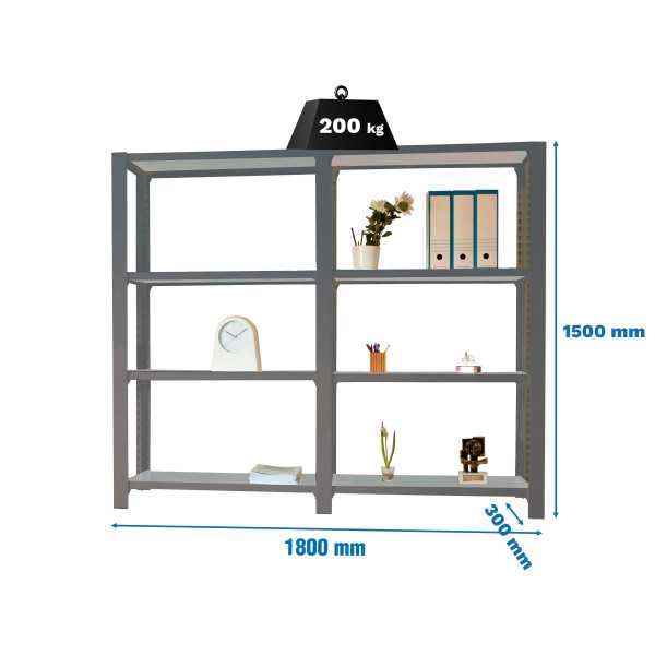 Estanteria 1500x1800x300 PACK OFFICLICK 4/300 METAL I+A ANTRACITA/ANTRACITA marca SIMONRACK