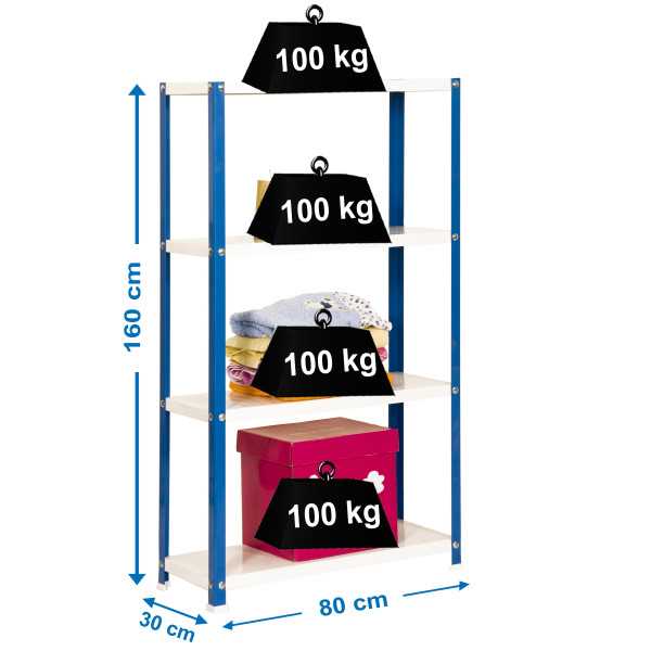 Estanteria 1600x800x300 SIMONHOME CLASSIC MINI 4/300 AZUL/BLANCO marca SIMONRACK