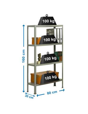 Estanteria 1600x800x300 SIMONHOME CLASSIC MINI 4/300 GRIS/GRIS marca SIMONRACK
