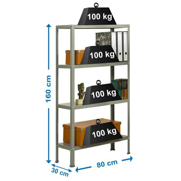 Estanteria 1600x800x300 SIMONHOME CLASSIC MINI 4/300 GRIS/GRIS marca SIMONRACK