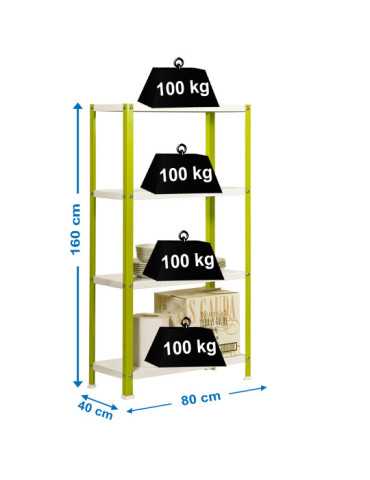 Estanteria 1600x800x400 SIMONHOME CLASSIC MINI 4/400 VERDE/BLANCO marca SIMONRACK