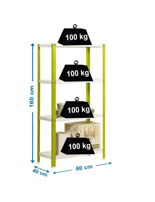 Estanteria 1600x800x400 SIMONHOME CLASSIC MINI 4/400 VERDE/BLANCO marca SIMONRACK