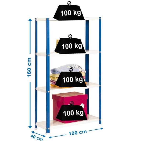 Estanteria 1600x1000x400 SIMONHOME CLASSIC PLUS 4/400 AZUL/BLANCO marca SIMONRACK