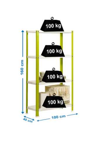 Estanteria 1600x1000x400 SIMONHOME CLASSIC PLUS 4/400 VERDE/BLANCO marca SIMONRACK