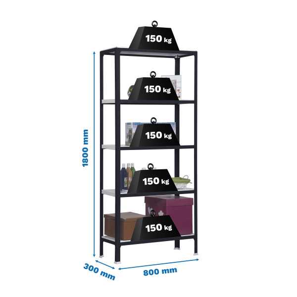 Estanteria 1800x800x300 SIMONHOME CLICK MINI 5/300 ANTRACITA/BLANCO marca SIMONRACK