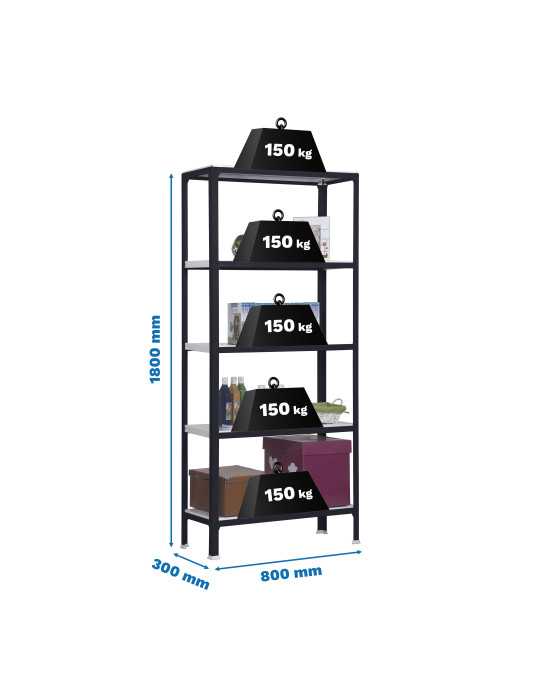Estanteria 1800x800x300 SIMONHOME CLICK MINI 5/300 ANTRACITA/BLANCO marca SIMONRACK
