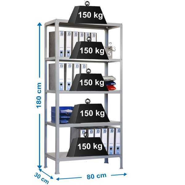 Estanteria 1800x800x300 SIMONHOME CLICK MINI 5/300 GRIS marca SIMONRACK