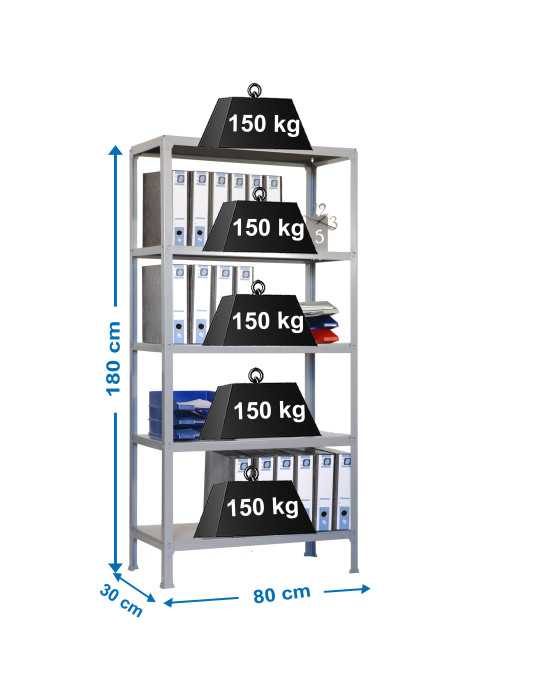 Estanteria 1800x800x300 SIMONHOME CLICK MINI 5/300 GRIS marca SIMONRACK