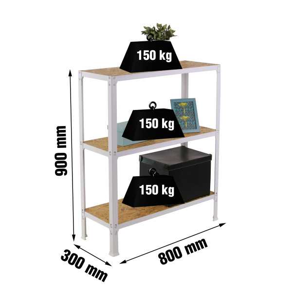 Estanteria 900x800x300 SIMONHOME CLICK WOOD MINI 3/300 BLANCO/OSB marca SIMONRACK