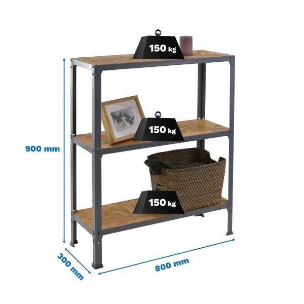Estanteria 900x800x300 SIMONHOME CLICK WOOD MINI 3/300 GRIS/OSB marca SIMONRACK