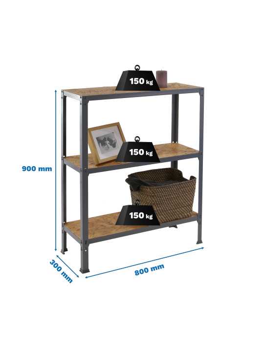Estanteria 900x800x300 SIMONHOME CLICK WOOD MINI 3/300 GRIS/OSB marca SIMONRACK