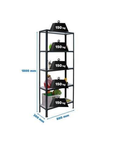 Estanteria 1800x800x300 SIMONHOME CLICK WOOD MINI 5/300 ANTRACI/BLANCO marca SIMONRACK