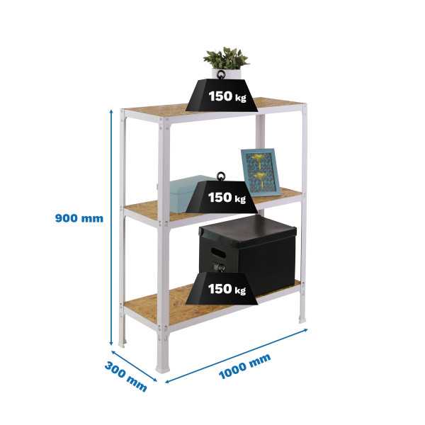 Estanteria 900x1000x300 SIMONHOME CLICK WOOD PLUS 3/300 BLANCO/OSB marca SIMONRACK