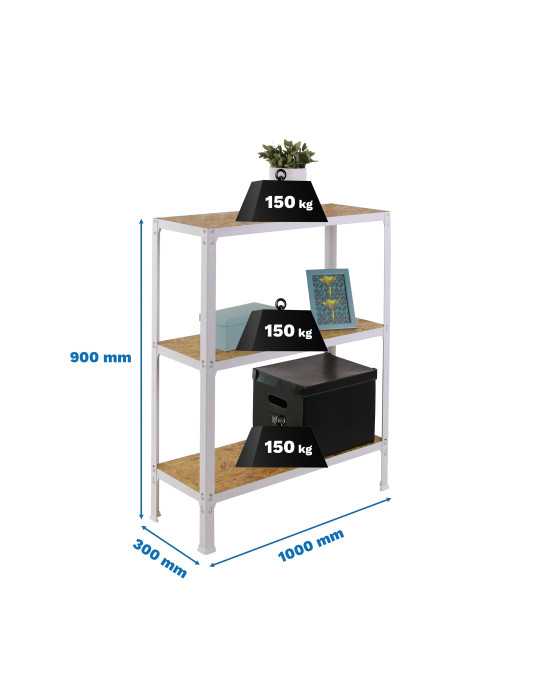 Estanteria 900x1000x300 SIMONHOME CLICK WOOD PLUS 3/300 BLANCO/OSB marca SIMONRACK
