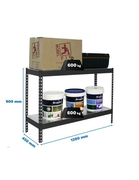 Estanteria 900x1200x450 SIMONFORTE 1204/2 METAL 900 ANTRACITA/GALVA marca SIMONRACK