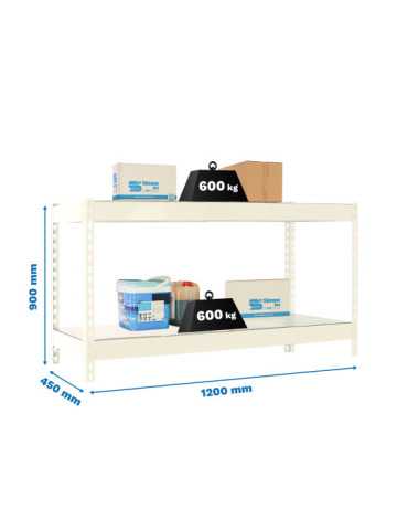 Estanteria 900x1200x450 SIMONFORTE 1204/2 METAL 900 BLANCO/GALVA marca SIMONRACK