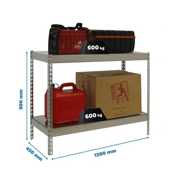 Estanteria 900x1200x450 SIMONFORTE 1204/2 METAL 900 GALVA/GALVA marca SIMONRACK