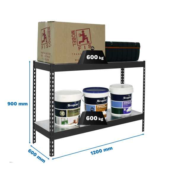 Estanteria 900x1200x600 SIMONFORTE 1206/2 METAL 900 ANTRACITA/GALVA marca SIMONRACK