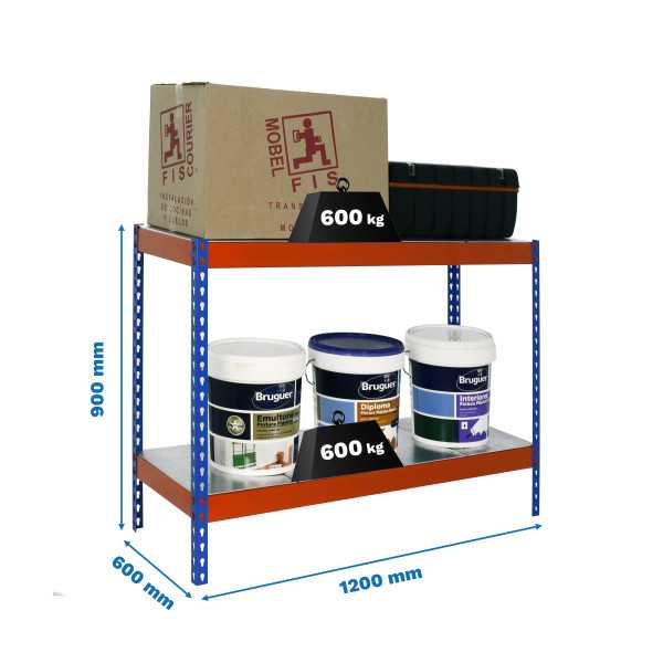 Estanteria 900x1200x600 SIMONFORTE 1206/2 METAL 900 AZUL/NARANJA/GALVA marca SIMONRACK
