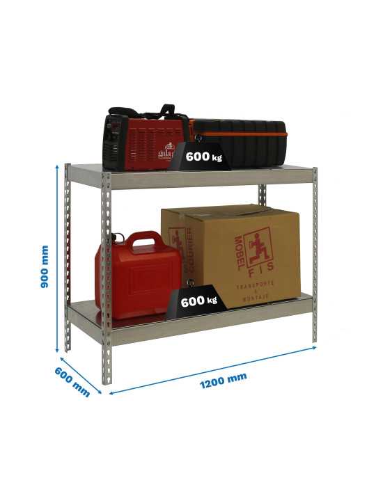 Estanteria 900x1200x600 SIMONFORTE 1206/2 METAL 900 GALVA/GALVA marca SIMONRACK