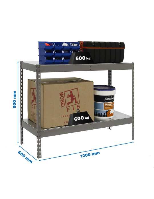 Estanteria 900x1200x600 SIMONFORTE 1206/2 METAL 900 GRIS/GALVA marca SIMONRACK
