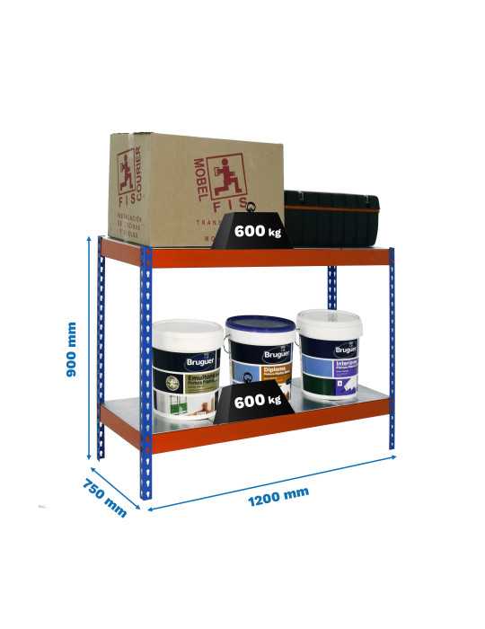 Estanteria 900x1200x750 SIMONFORTE 1207/2 METAL 900 AZUL/NARANJA/GALVA marca SIMONRACK
