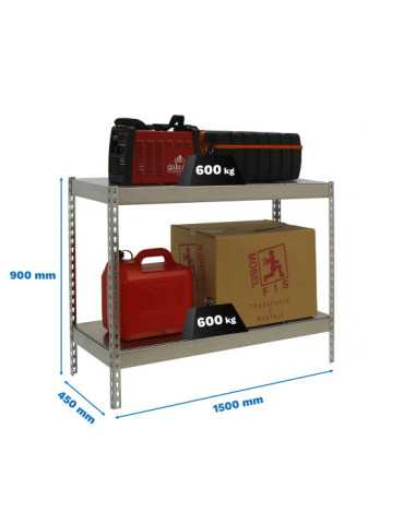 Estanteria 900x1500x450 SIMONFORTE 1504/2 METAL 900 GALVA/GALVA marca SIMONRACK