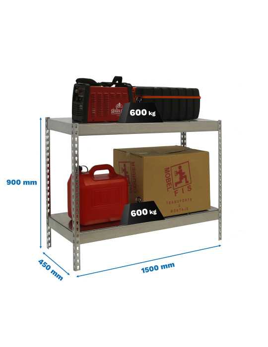 Estanteria 900x1500x450 SIMONFORTE 1504/2 METAL 900 GALVA/GALVA marca SIMONRACK