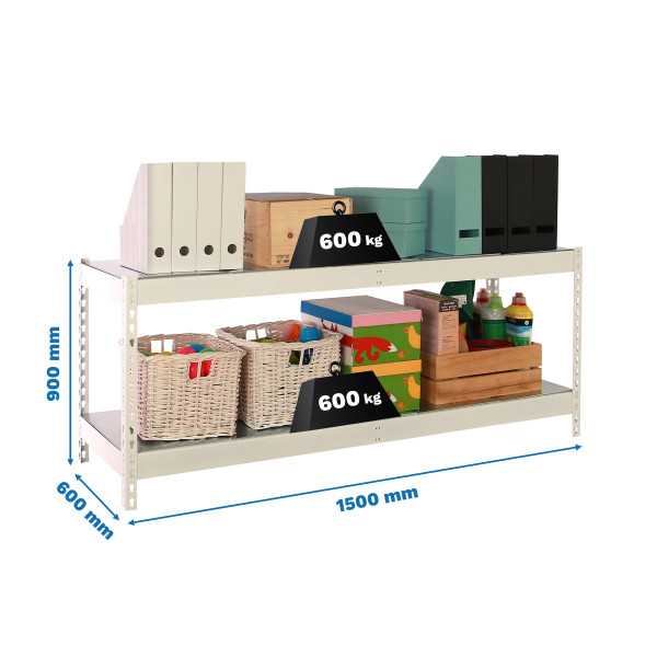 Estanteria 900x1500x600 SIMONFORTE 1506/2 METAL 900 BLANCO/GALVA marca SIMONRACK