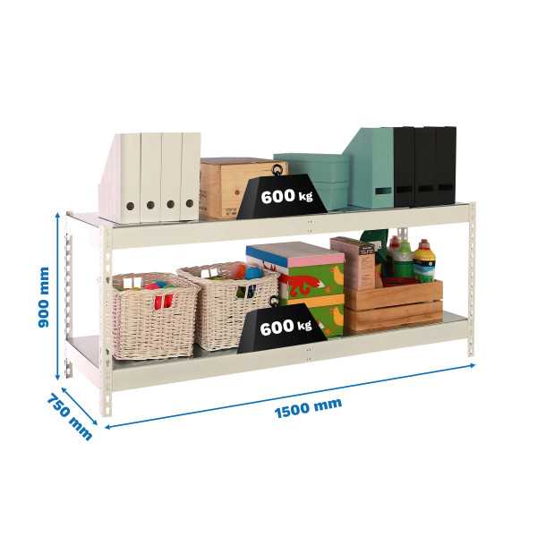 Estanteria 900x1500x750 SIMONFORTE 1507/2 METAL 900 BLANCO/GALVA marca SIMONRACK