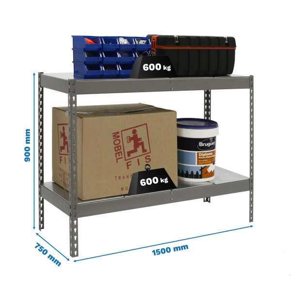 Estanteria 900x1500x750 SIMONFORTE 1507/2 METAL 900 GRIS/GALVA marca SIMONRACK