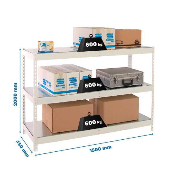 Estanteria 2000x1500x450 SIMONFORTE 1504/3 METAL BLANCO/GALVA marca SIMONRACK