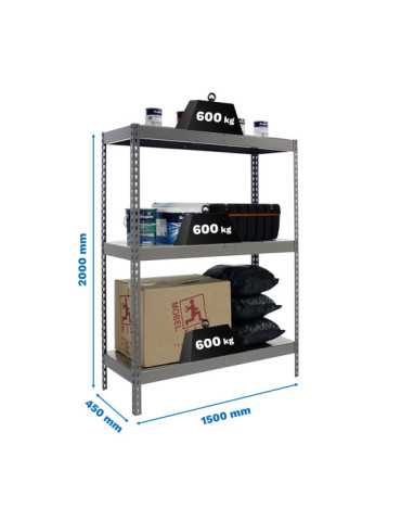 Estanteria 2000x1500x450 SIMONFORTE 1504/3 METAL GRIS/GALVA marca SIMONRACK