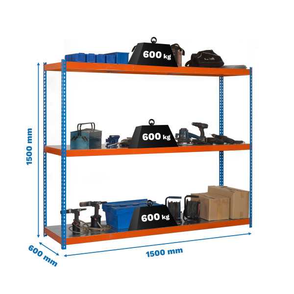 Estanteria 1500x1500x600 SIMONFORTE 1506/3 METAL 1500 AZUL/NARANJA/GAL marca SIMONRACK